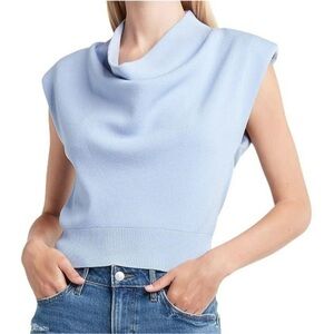 Express Light Blue Padded Shoulder Sleeveless Sweater